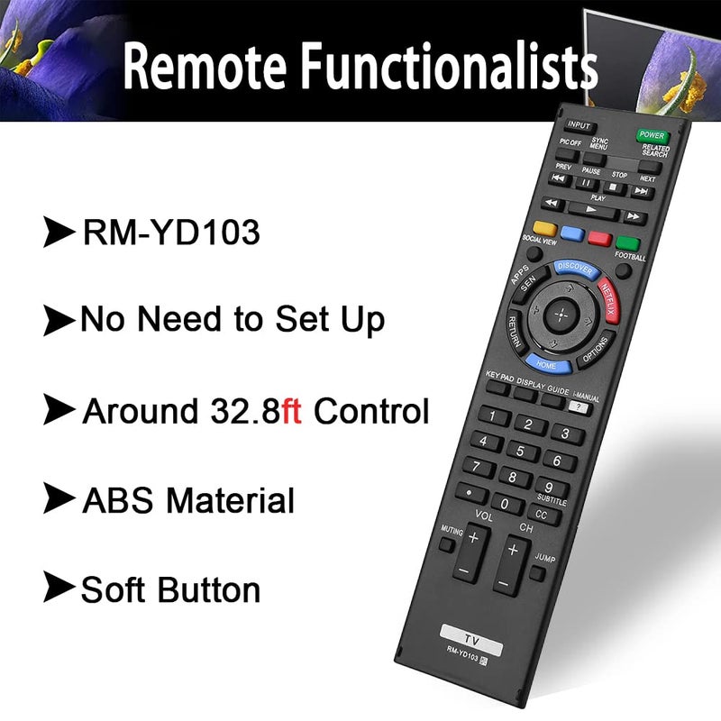 AZMKIMI Universal TV Remote Control Replacement for Sony RM-YD102 RM-YD103 Bravia HDTV LCD LED 3D Smart TV - Image 5